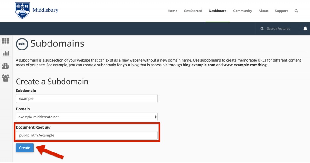 create subdomain doc root.001