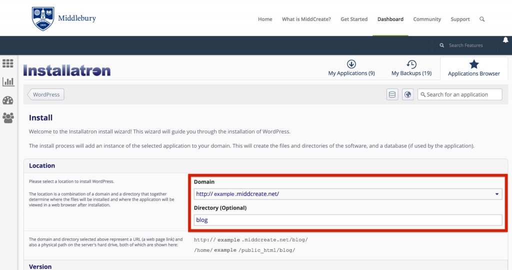 wp install domain.001